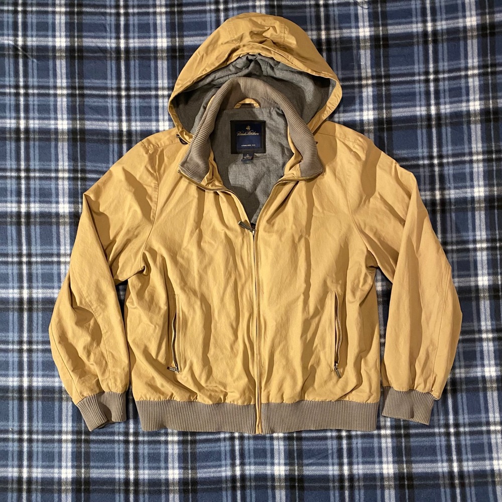 Brooks Brothers Mustard Yellow Hooded Bomber Jacket